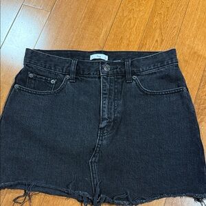 Black High-Waist Denim Cutoff Shorts